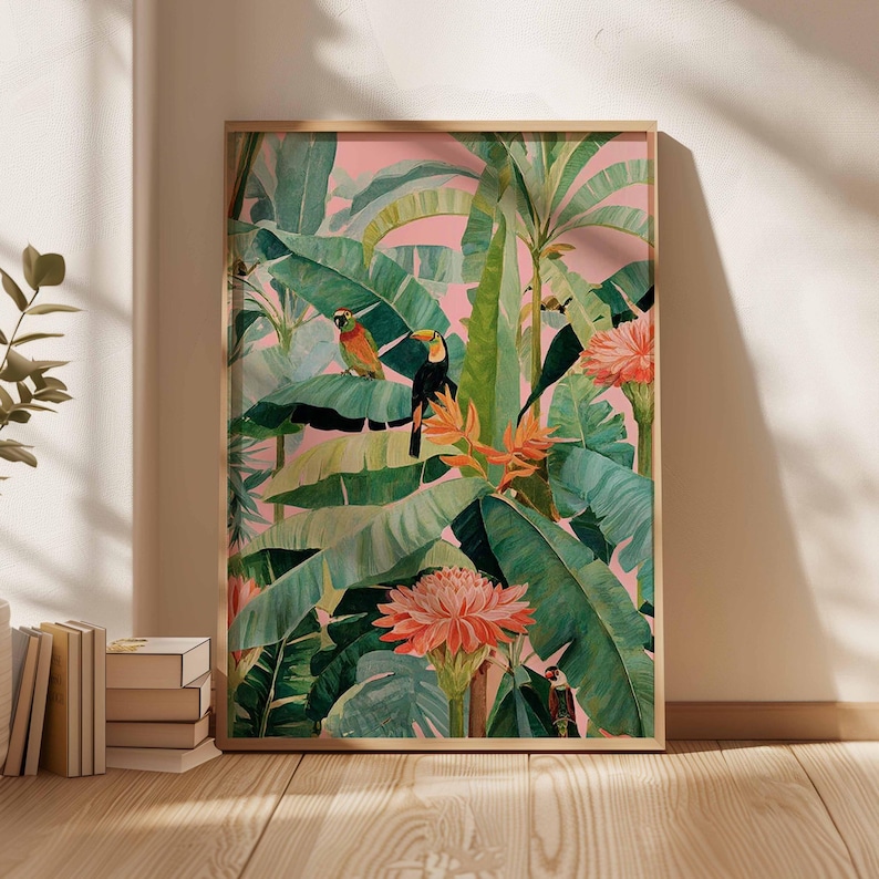 Office Furniture Warehouse - 1pc Retro Tropical Canvas Poster, Unframed