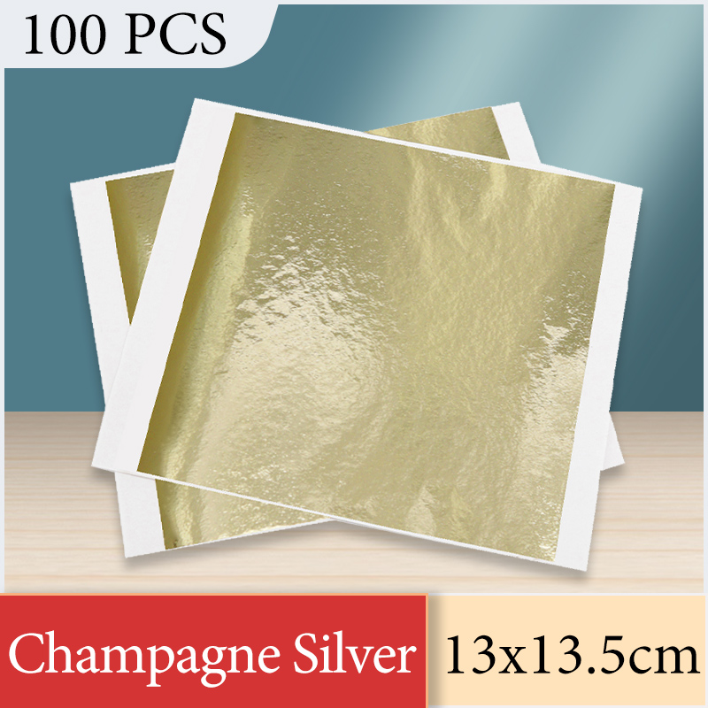 Office Furniture Warehouse - 13x13.5cm Champagne Silver Foil Paper Gold