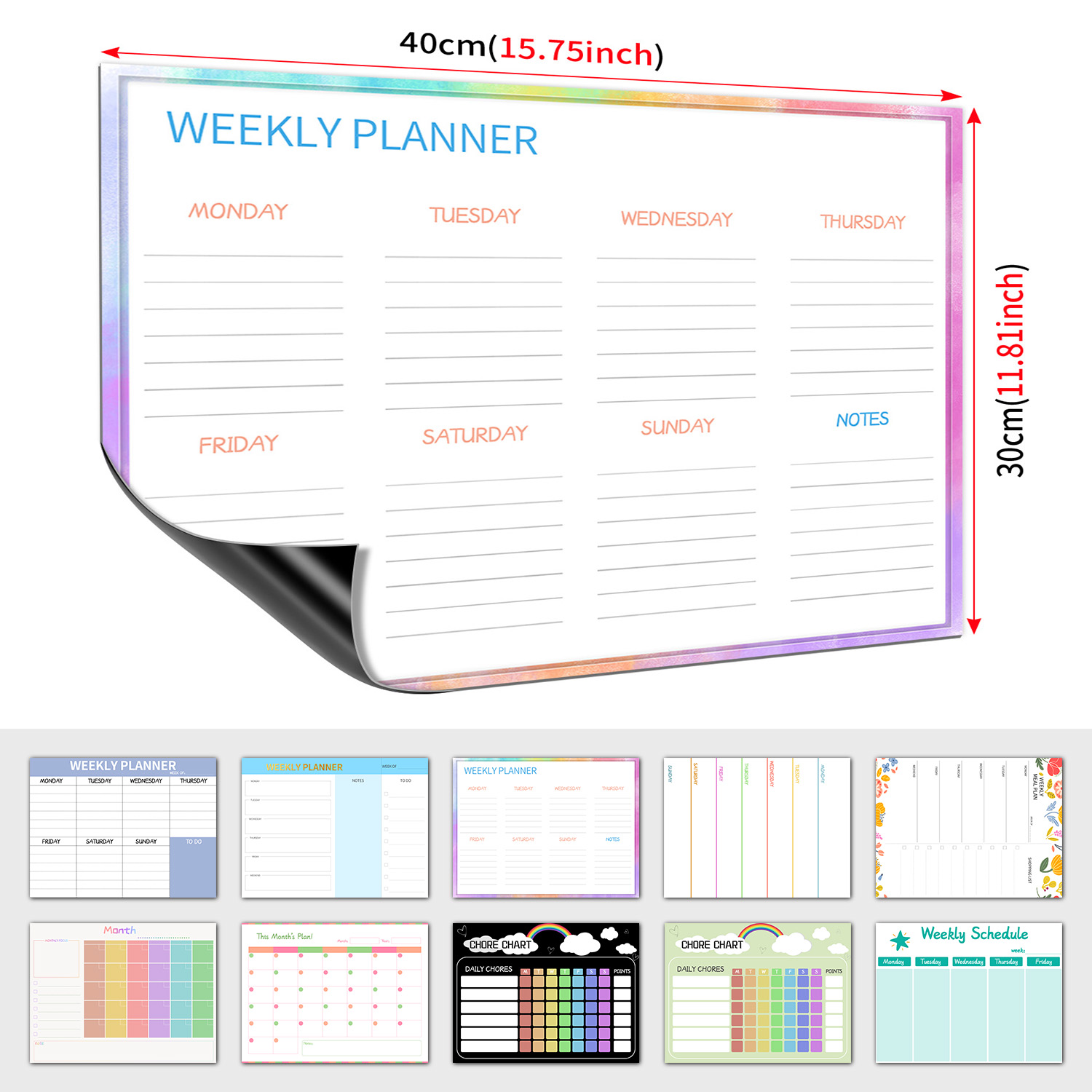 Magnetic Whiteboard Calendar - Magnetic Weekly Planner Fridge Whiteboard 40×30cm
