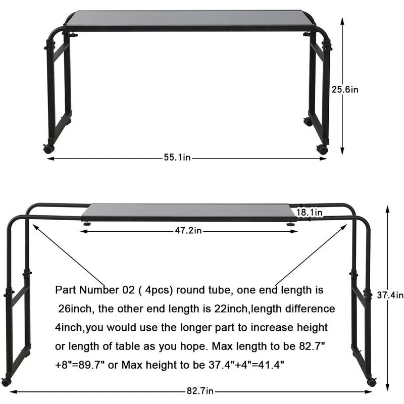 Heavy Duty Overbed Table with  - огляд і ціна Adjustable Laptop Table